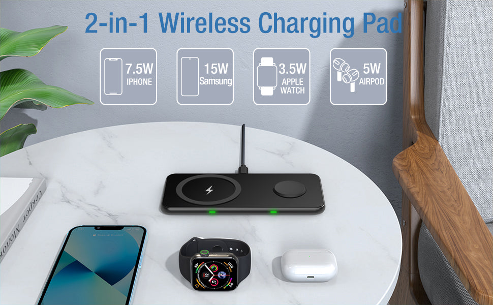Call Mate 2 in 1 Wireless Charging Station for Mag-Safe, Magnetic Wireless Charger Pad