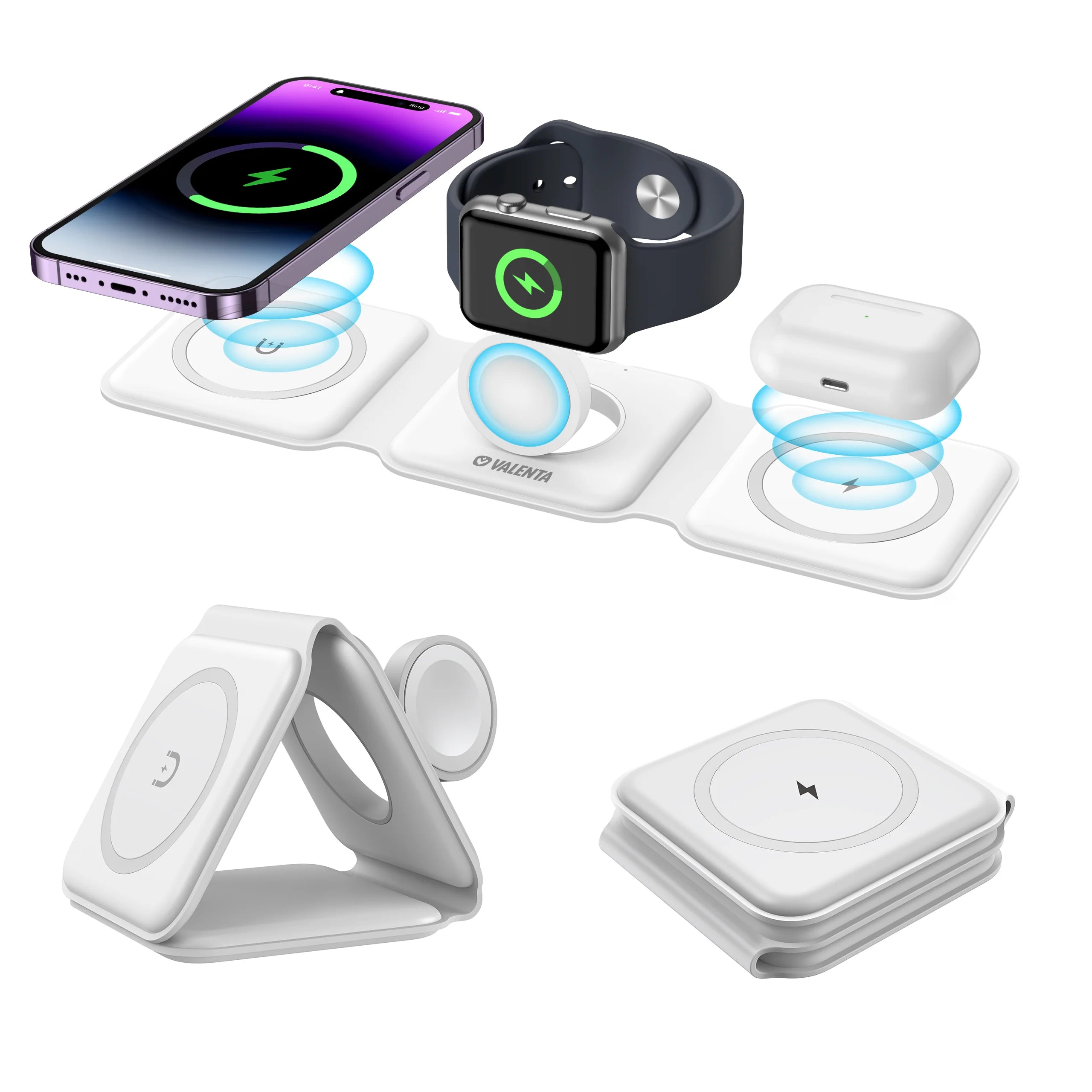 3 in one Foldable Magnetic Wireless Charger Dock